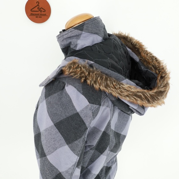 Roxy Gray Checkered Bomber Jacket Size Medium - Picture 9 of 11